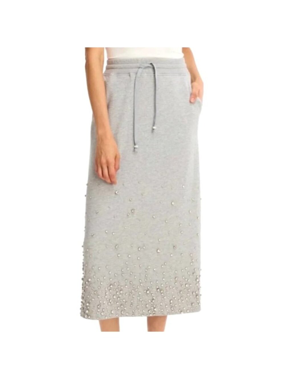 Allison New York Rhinestone Midi Skirt in Heather Gray Size Small New